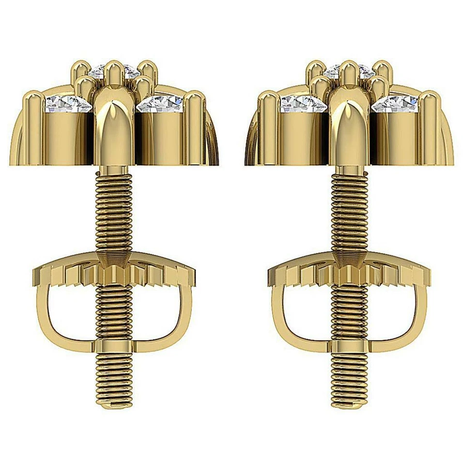 Дизайнерские серьги-гвоздики I1 G 0,30 карата круглый бриллиант 14 карат белое желтое розовое золото - Изображение 4 из 4