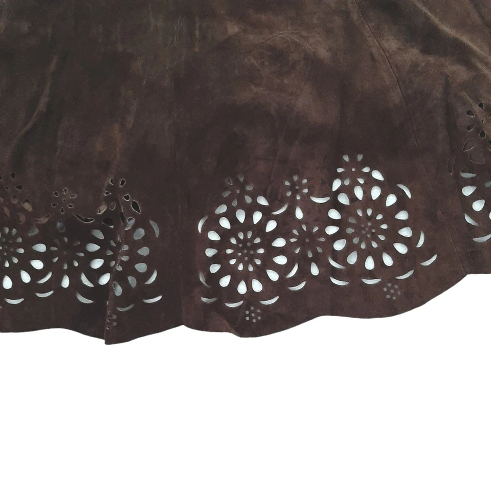 Lilly Pulitzer leather eyelet skirt Size 8 brown pig leather - Image 2 of 4