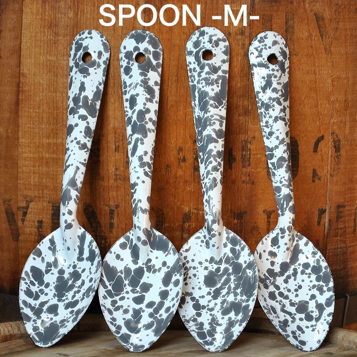 Crow Canyon Home Enamel Tableware Cutlery Spoon Mx4 Set Gray Kitchen Outdoor
