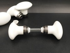 ▨7X7mm,Vintage, Paire de  Poignées en Porcelaine Blanche,Boutons de Porte ovale