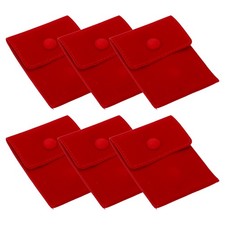 6 Pcs 9.3x7.5cm Jewelry Pouches with Snap Button Soft Storage Red