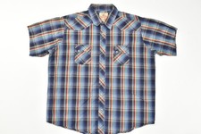 Wrangler Vintage American Cowboys Men XL Short Sleeve Plaid Pearl Snap Western S