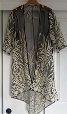 Heavily embroidered kimono Cover up gorgeous 1/2 Sleeve Black/Ivory