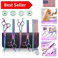 Versatile Dog Grooming Scissors - Thinning, Chunkers  Curved Shears Included