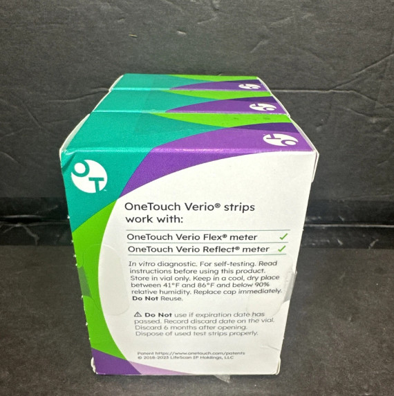 One Touch Verio Glucose Blood Test Strips 300 Count (3 bxs 100 each) Exp 1/31/27