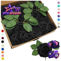 KüNstliche Blumen Rosen 25 StüCk Schwarz Schaumrosen FüR Deko Hochzeit Party
