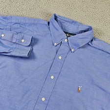 Ralph Lauren Yarmouth Shirt Mens 17.5 Blue Pinpoint Oxford Cotton Button Down
