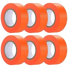 6 Pack Orange Flagging Tape, Non-Adhesive Plastic Ribbon Neon small,