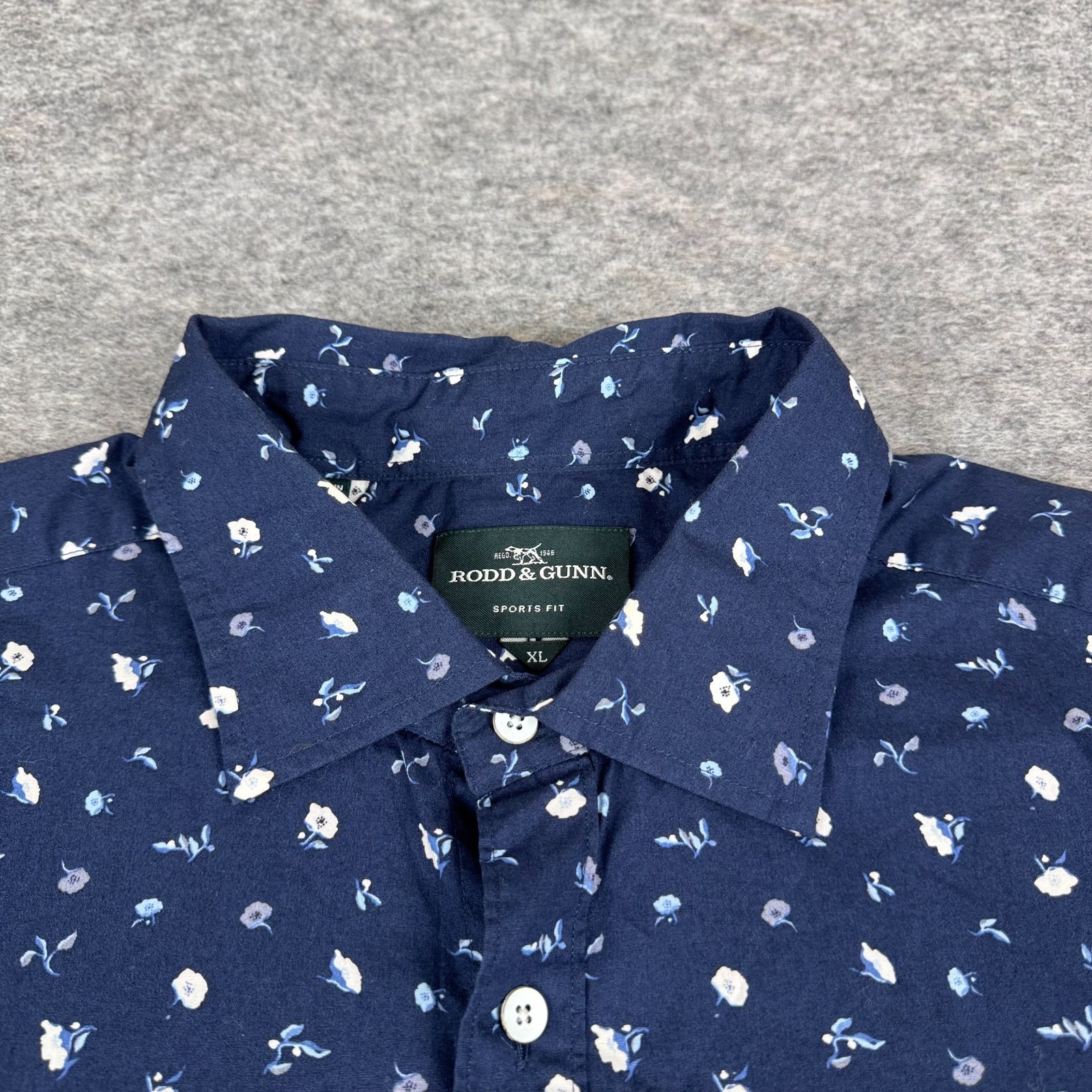 Rodd & Gunn Button Up Shirt Sports Fit Cotton Floral Blue Mens XL