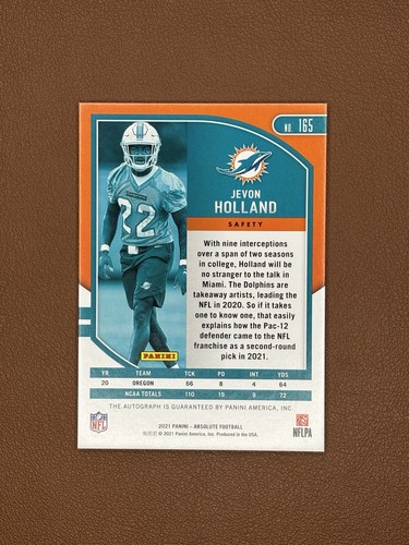2021 Panini Absolute - #165 Jevon Holland /75 - Rookie Orange Spectrum Auto (RC) - Picture 4 of 4