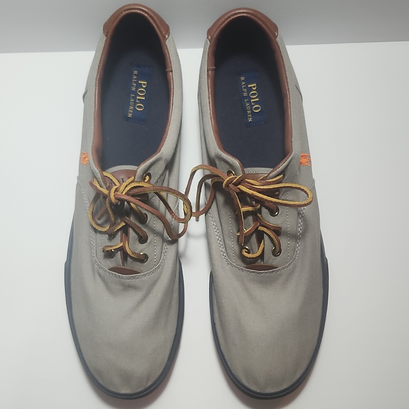 Polo Ralph Lauren Vaughn Men's Canvas Lace Up Sneakers Textile Upper Gray 17D thumbnail 2