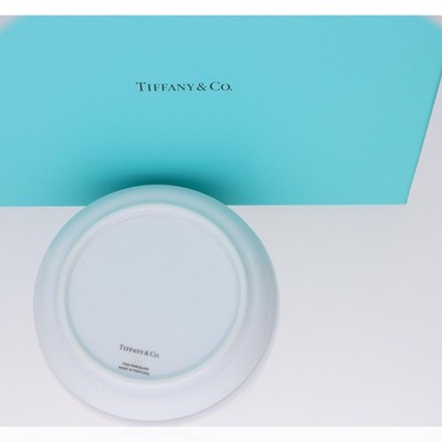Tiffany and Co Procelain Trinket Jewelry Dish Plate Silver Rim