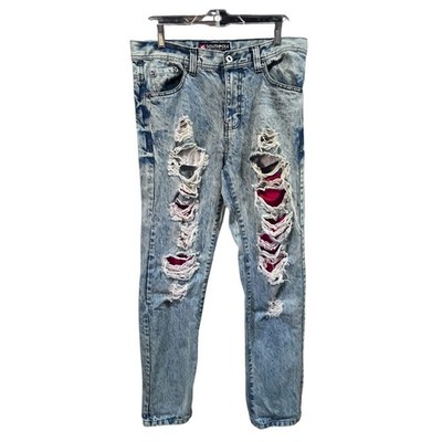 Southpole Urban Hip Hop Acid Wash Jeans Mens 32x32 Distressed Shredded Y2K 90s