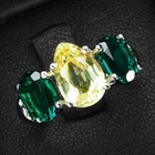 Stunning Green Emerald Yellow Sapphire 3.25Ct 925 Sterling Silver Handmade Rings