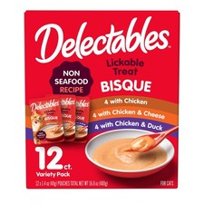 Delectables Bisque Non-Seafood Lickable Wet Cat Treats Variety Pack 1.4 Ounce