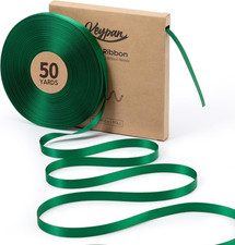 Forest Green Satin Ribbon 3/8 Inch x 50 Yards Double-Faced Ribbons for Christmas