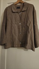 OSKA Chore Workwear Jacket Size 3 Brown 100% Linen Regular. Exc Cond