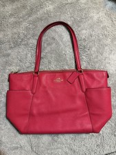 Coach Ava Hot Pink Pebble Leather Shoulder Bag With Zip Closure
