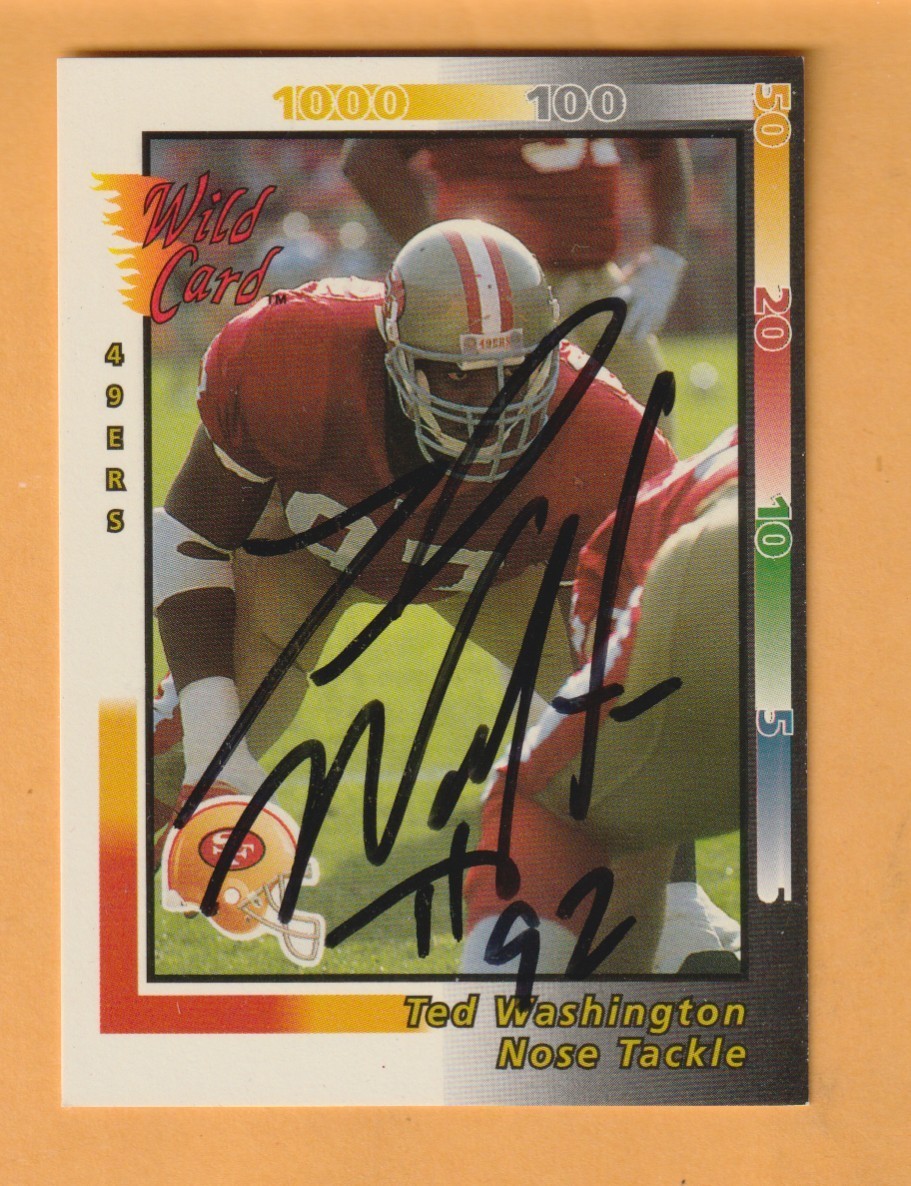 Ted Washington San Francisco 49ers AUTO Signed 1992 Wild Card Louisville Cards