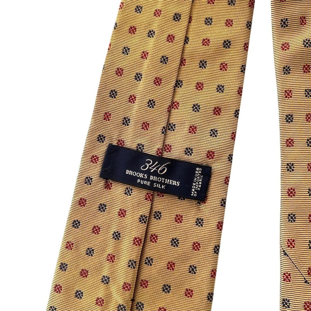 Brooks Brothers Men's Silk Tie Gold Red & Blue Geometric Polka Dots USA Made