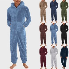 Mens Warm Fleece All In One 1Onesie Hooded Loungewear Onezee Nightwear Hoodie GB