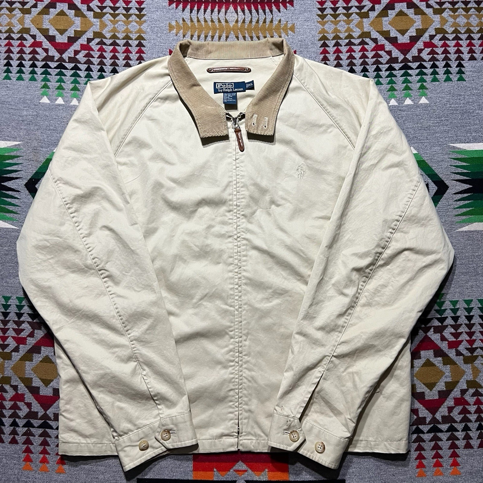 Vintage Polo Ralph Lauren Harrington Jacket Mens XL Beige Corduroy B9