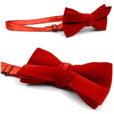 Men's Velvet Pre-tied Adjustable Length Banded Bow Tie