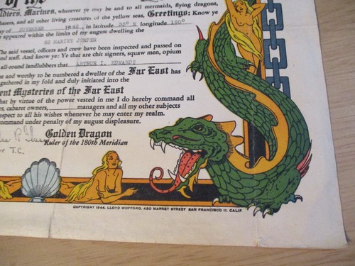 Certificado DE COLECCIÓN 1946 POST SEGUNDA GUERRA MUNDIAL~"DOMINIO del DRAGÓN DORADO"~SS MARINE JUMPER~ - Imagen 4 de 8