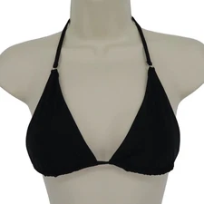 AYRA SWIM Womens Small Solid Black Triangle Bikini Top Unlined Swimwear Wireless