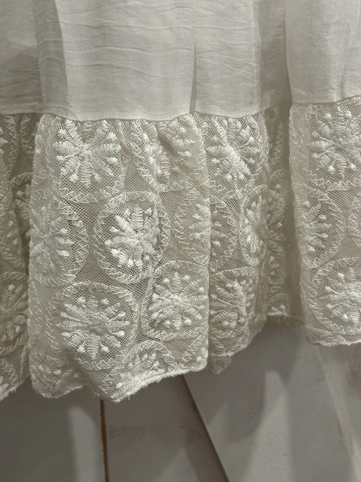 Maxi Boda Retro Marfil Pradera Mezcla Seda Encaje Transparente De Colección Hecho en Italia Foto 3 de 4