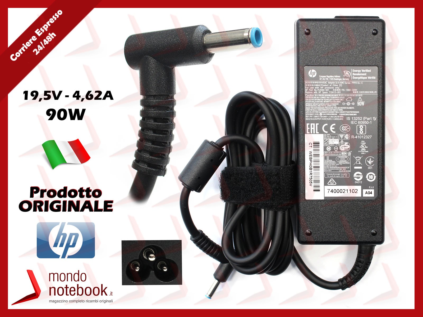Alimentation HP 90W 19,5V 4,62A PA-1900-32HH PA-1900-34HE PPP012A-S PPP012C-S - Image 2