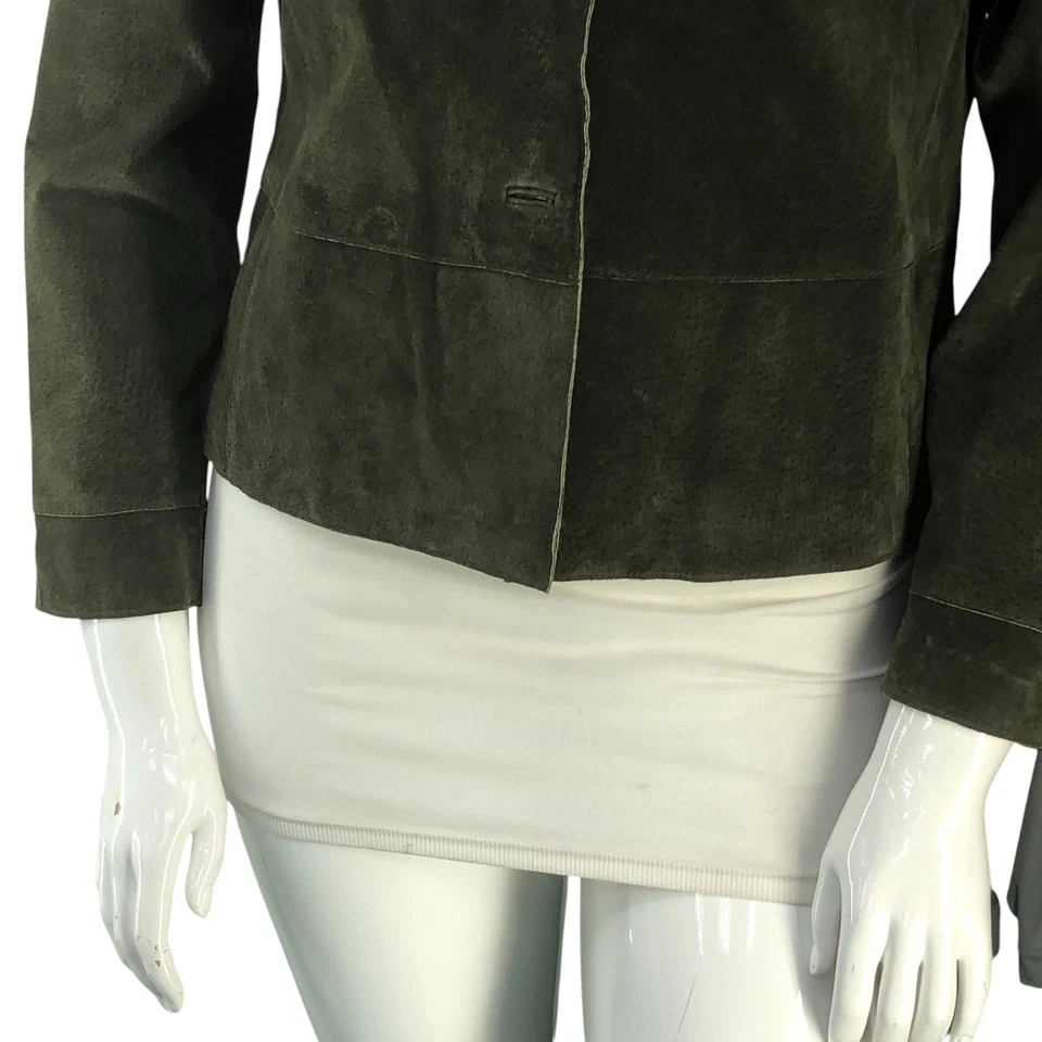 Chicos Mujer Talla 1 EE. UU. 8 Chaqueta Camisa Cazadora Cuero Verde  Foto 3 de 4