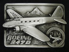 UD15149 NOS VINTAGE 1985 BOEING 247D PACIFIC MUSEUM OF FLIGHT BELT BUCKLE