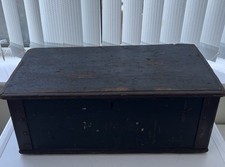 VINTAGE WOODEN TOOL BOX HINGED LID WITH BRASS LOCK POSSIBLY OLD MILITARY BOX.