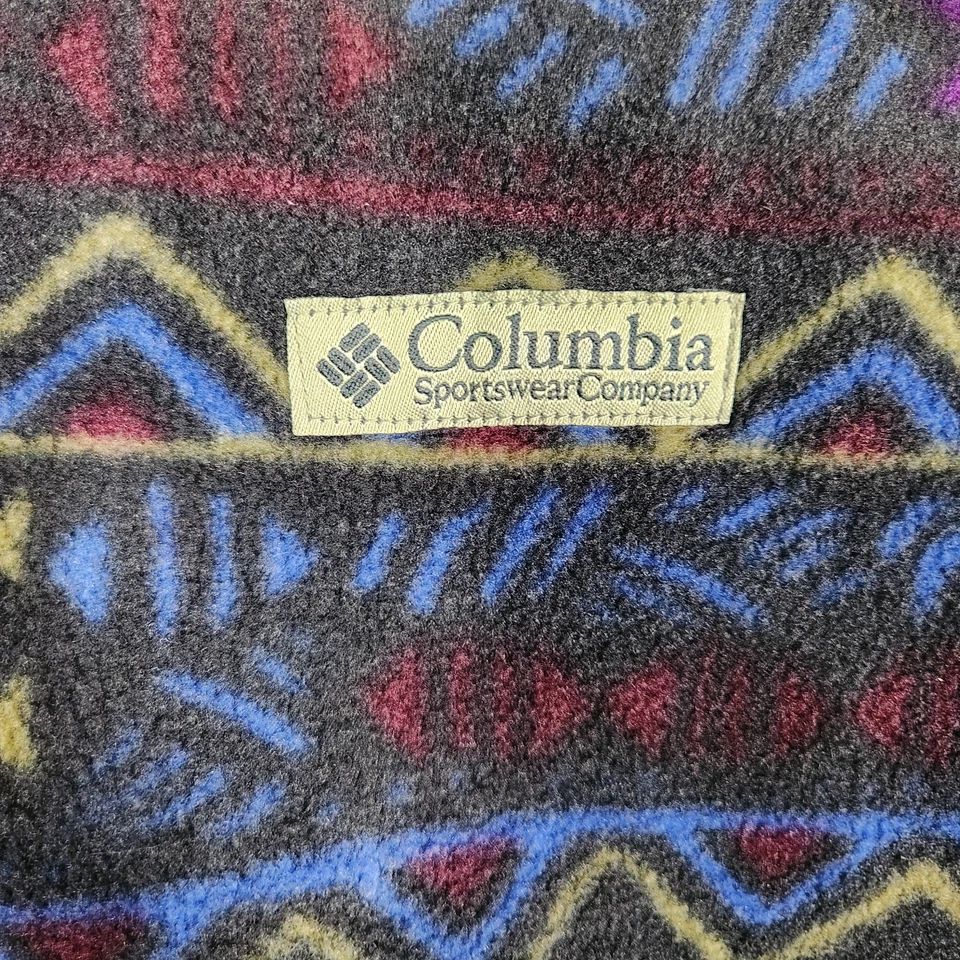 Chaleco retro vintage Columbia para hombre medio reversible polar nailon azteca exterior Foto 4 de 4