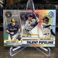 2020 Bowman Talent Pipeline Trios Chrome Brice Turang, Corey Ray, Jacob Gatewood