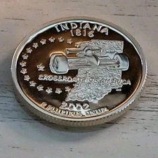 2002-S Deep Cameo PROOF 90% SILVER "Indiana" STATEHOOD Washington Quarter! 