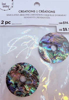 Bead Landing Two Piece Simulated Abalone Donut Bead Pendants