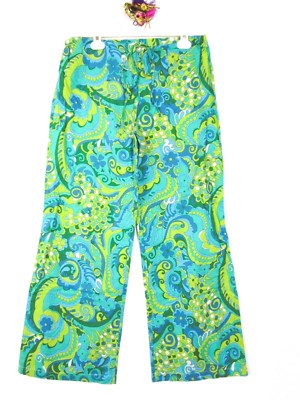 GLENFIELD Italian Designer Women's Cotton Casual Print Trousers Pants sz L AZ7