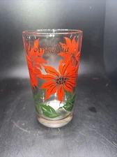 Vintage Boscul Peanut Butter Swanky Swig Glass Poinsettia  5"
