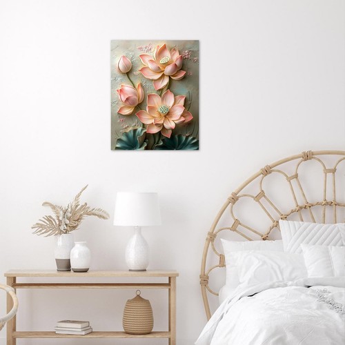Spring Plant Pink Water Lily Flower Abstract Wall Art for Bathroom Living Room - Picture 12 of 15