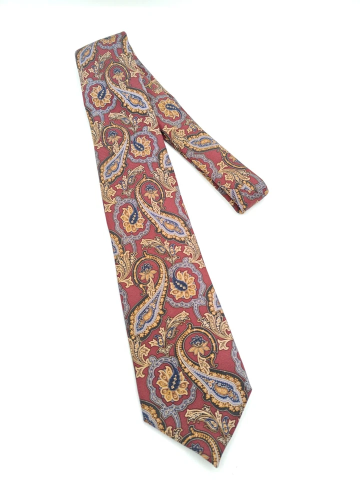 🇺🇲 Corbata de seda JZ Richards multicolor cachemira para hombre hecha en EE. UU. 57x3 3/8 Foto 3 de 4