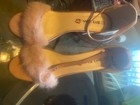 Brand New Block Heel Fuzzy Fur Ankle Toe Strap Faux-Suede w/o box — photo 4