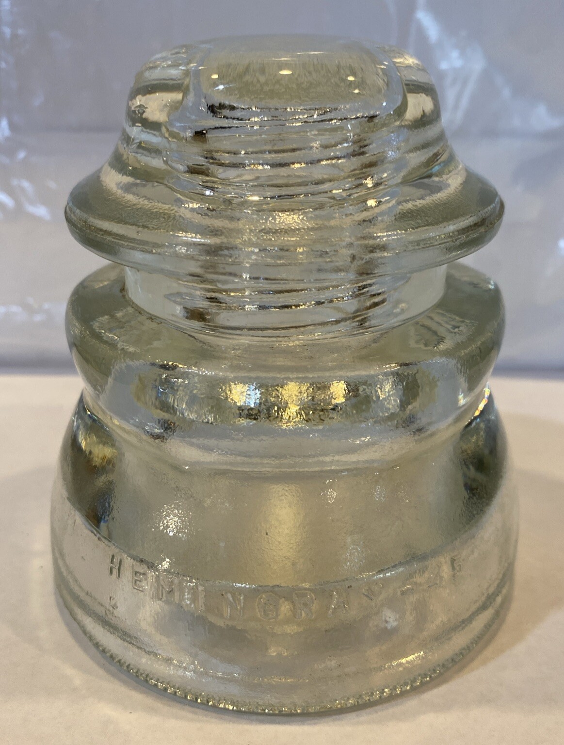 Vintage Hemingray 45 Heavy Clear Glass Collectible Insulator 7-42 Made ...