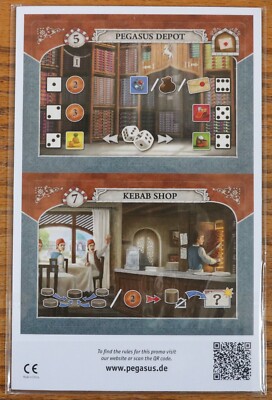 Instanbul Board Game Promo Tile Set Kebab Shop and Pegasus Depot Mini Expansions
