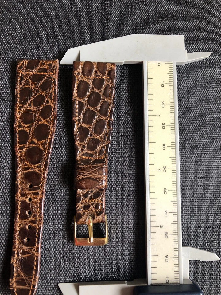 Vintage Tissot 20mm Brown Crocodile Leather Watch Strap, Custom Made - Image 2 of 4