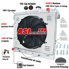 3 Row Radiator Shroud Fan Fit 09-12 Chevy Colorado 06-12 GMC Canyon 06-10 Hummer