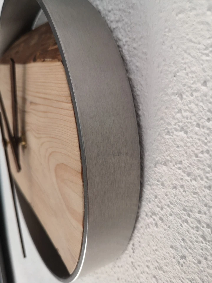 Wanduhr 03: Echtholz, Edelstahl, Handarbeit, Einzelstück, Durchmesser 22 cm - Bild 2 von 4