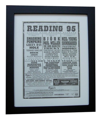 READING FESTIVAL+ORIGINAL 1995+ROCK+POSTER+AD+FRAMED ORIGINAL+EXPRESS WORLD SHIP
