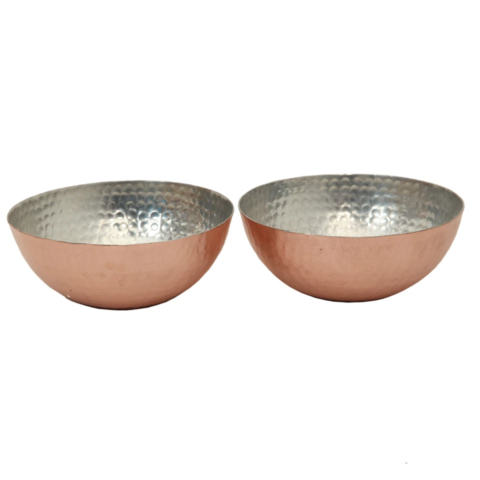 Hand Hammered Solid Copper Decorative Bowl Set Of 2 Serving Food Safe - Image 2 of 4